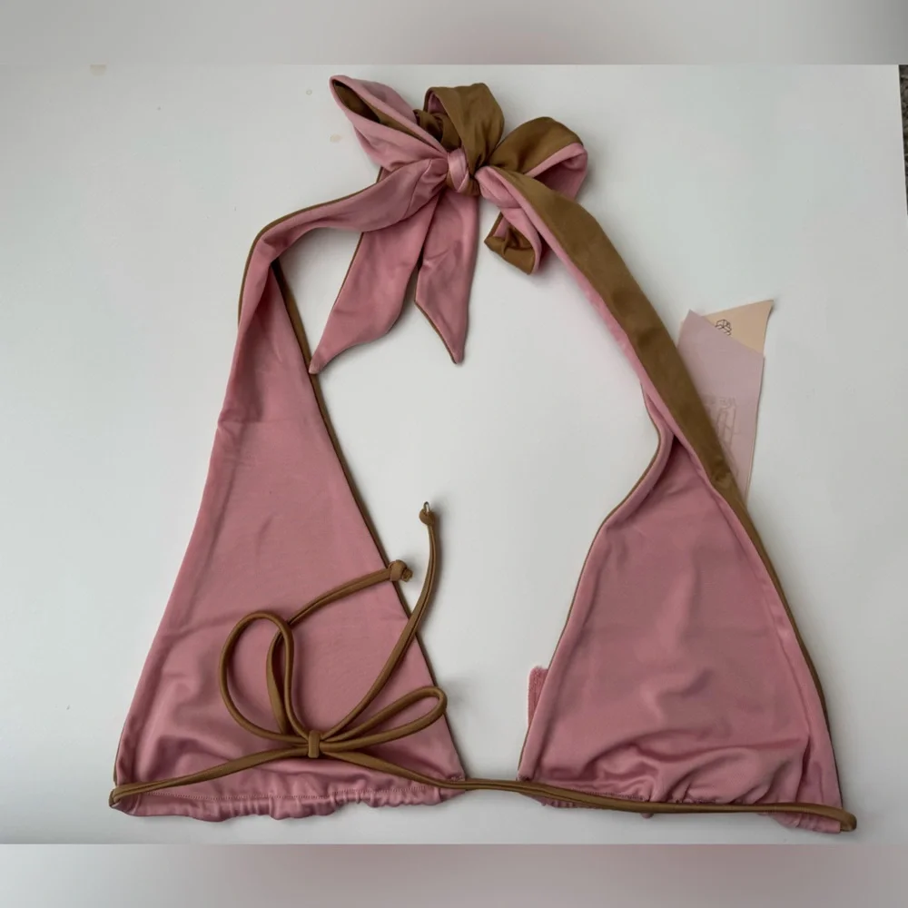 NWT We are HAH XL Free People Reversible Top Swim Dusty Rose Shroom Combo Size S